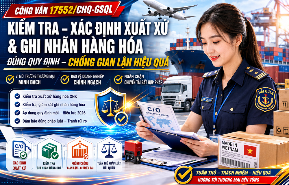 Công văn 17552/CHQ-GSQL năm 2026 về việc kiểm tra, xác định xuất xứ, ghi nhãn hàng hóa